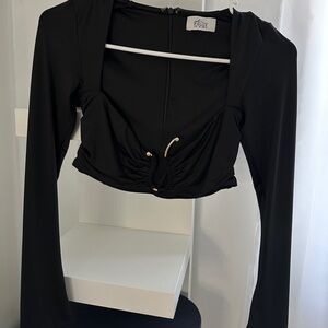 Oh Polly Black Hardware Detail Long Sleeve top Us Size 4